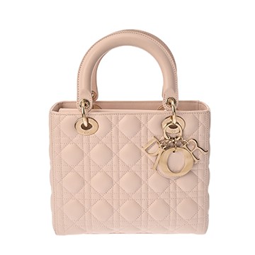 ディオール カナージュ LADY DIOR ミディアム 2WAY ピンクベージュ M0565ONGE_M413 ラムスキン レディース バッグ 【中古】【bag】