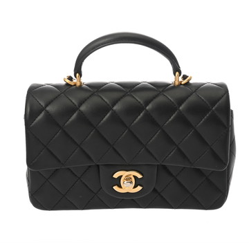 シャネル トップハンドル ミニ クラシック ハンドバッグ ブラック AS2431 ラムスキン レディース バッグ 【中古】【bag】