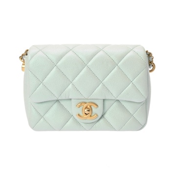 シャネル マトラッセ ミニフラップバッグ ブルー グレインカーフスキン レディース バッグ 【中古】【bag】