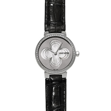 ルイ ヴィトン タンブール Q1J06 ホワイトシェル/シルバー レディース 時計 【中古】【wristwatch】