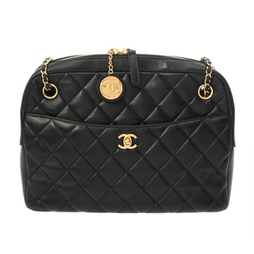 シャネル マトラッセ チェーンショルダー ブラック ラムスキン レディース バッグ 【中古】【bag】