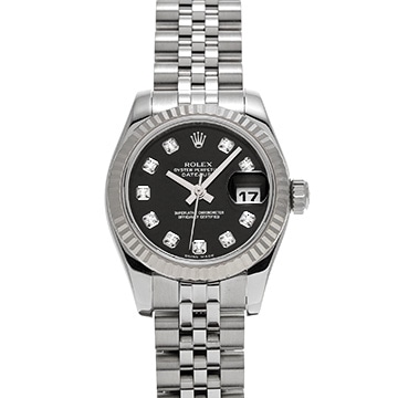 ロレックス デイトジャスト 179174G ブラック/ダイヤモンド レディース 時計 【中古】【wristwatch】