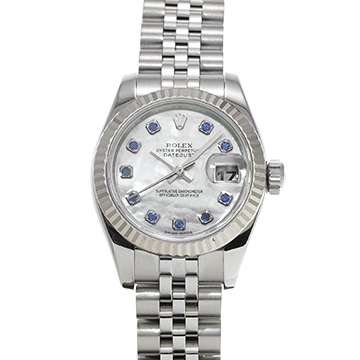 ロレックス デイトジャスト 179174NGS ホワイトシェル/サファイア レディース 時計 【中古】【wristwatch】