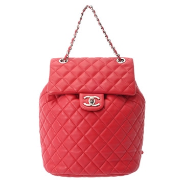 シャネル マトラッセ バックパック レッド A91121 ラムスキン レディース バッグ 【中古】【bag】