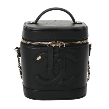 シャネル バニティ チェーンショルダー 2WAY  ブラック AS0323 カーフスキン レディース バッグ 【中古】【bag】