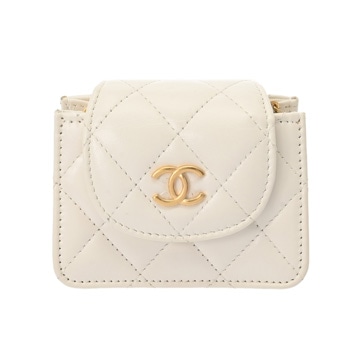 シャネル マトラッセ ミニチェーンクラッチ ホワイト ラムスキン レディース バッグ 【中古】【bag】