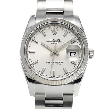 ロレックス オイスターパーペチュアル デイト 115234 シルバー メンズ 時計 【中古】【wristwatch】