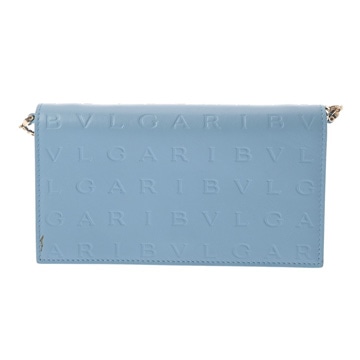 ブルガリ インフィニ―トゥム チェーンウォレット ライトブルー レザー レディース バッグ 【中古】【bag】