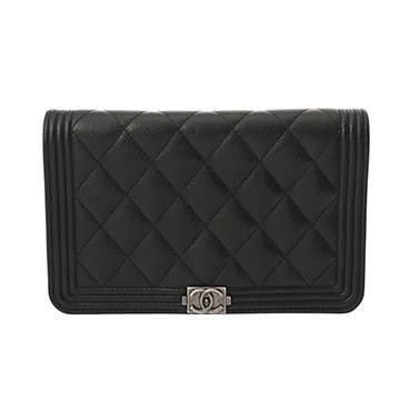 シャネル ボーイシャネル チェーンウォレット ブラック AP1117 シャイニーカーフスキン レディース バッグ 【中古】【bag】