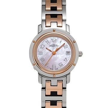 エルメス クリッパー ナクレ CL4.221 ピンクシェル レディース 時計 【中古】【wristwatch】