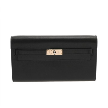 エルメス ケリーウォレット ロングトゥーゴー  ブラック シェーブルシャムキラ ユニセックス 財布 【未使用】【purse】