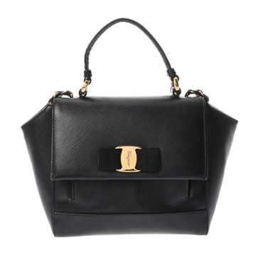 サルヴァトーレ フェラガモ 2way ハンドバッグ ブラック レザー レディース バッグ 【中古】【bag】