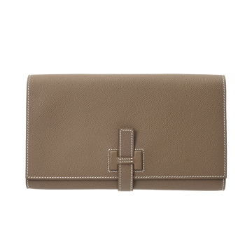 エルメス ニュー Hパッサン トゥタンマン エトゥープ ヴォーエプソン ユニセックス 財布 【中古】【purse】
