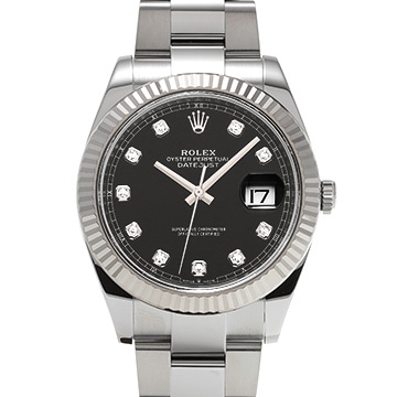 ロレックス デイトジャスト 41 126334G ブライトブラック/ダイヤモンド メンズ 時計 【中古】【wristwatch】