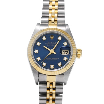 ロレックス デイトジャスト 69173G ブルー/ダイヤモンド レディース 時計 【中古】【wristwatch】