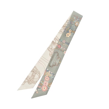 エルメス ツイリー BRIDES DE GALA EN FLEURS カーキ系/ホワイト/マルチカラー シルク100％ レディース 【未使用】【other】