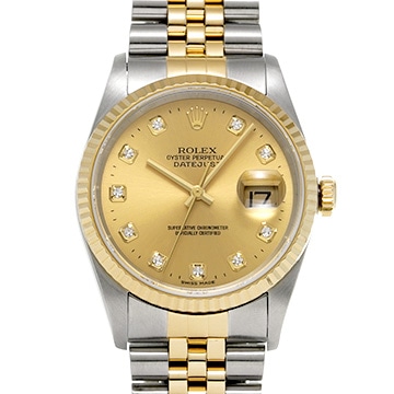 ロレックス デイトジャスト 36 16233G シャンパン/ダイヤモンド メンズ 時計 【中古】【wristwatch】