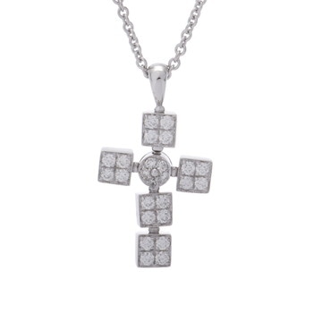 ブルガリ ルチアクロス ネックレス シルバー K18ホワイトゴールド WG レディース ジュエリー 【中古】【jewelry】