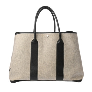 エルメス ガーデンパーティ GM エクリュ/ブラック トワルアッシュ/ブッフル レディース バッグ 【中古】【bag】
