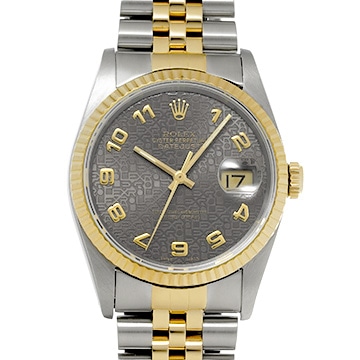 ロレックス デイトジャスト 16233 ブラックコンピュータ メンズ 時計 【中古】【wristwatch】