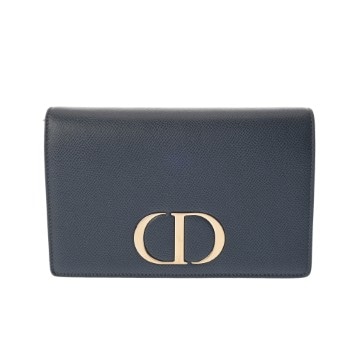 ディオール 30MONTAIGNE 2IN1 ポーチ ネイビー グレインドカーフスキン レディース バッグ 【中古】【bag】