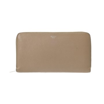 セリーヌ ラージ ジップドウォレット ベージュ 105003AFE レザー レディース 財布 【中古】【purse】