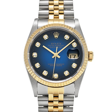ロレックス デイトジャスト 16233G ブルー・グラデーション/ダイヤモンド メンズ 時計 【中古】【wristwatch】