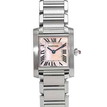 カルティエ タンクフランセーズ SM W51028Q3 ピンクシェル レディース 時計 【中古】【wristwatch】