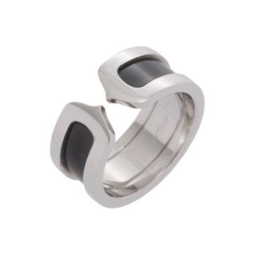 カルティエ C2リング #51 シルバー B409351 K18ホワイトゴールド WG/ラッカー レディース ジュエリー 【中古】【jewelry】