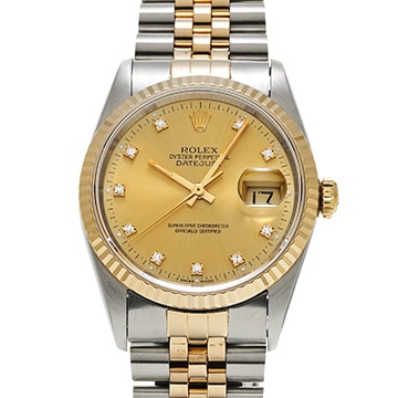 ロレックス デイトジャスト 36 16233G シャンパン/ダイヤモンド メンズ 時計 【中古】【wristwatch】