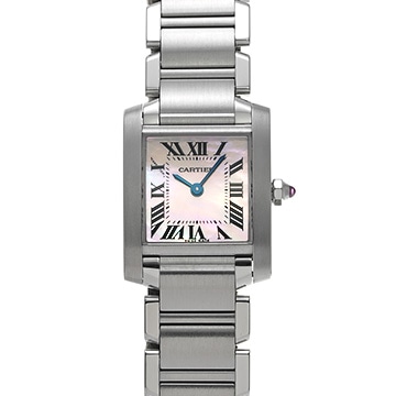 カルティエ タンクフランセーズ SM W51028Q3 ピンクシェル レディース 時計 【中古】【wristwatch】