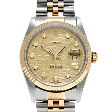 ロレックス デイトジャスト 16233G シャンパンコンピュータ/ダイヤモンド メンズ 時計 【中古】【wristwatch】
