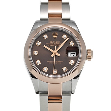 ロレックス レディ デイトジャスト 28 279161G チョコレートブラウン/ダイヤモンド レディース 時計 【中古】【wristwatch】