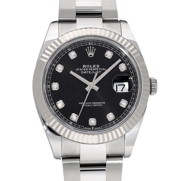 ロレックス デイトジャスト 41 126334G ブライトブラック/ダイヤモンド メンズ 時計 【中古】【wristwatch】