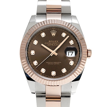 ロレックス デイトジャスト 41 126331G チョコレートブラウン/ダイヤモンド メンズ 時計 【中古】【wristwatch】
