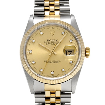 ロレックス デイトジャスト 36 16233G シャンパン/ダイヤモンド メンズ 時計 【中古】【wristwatch】