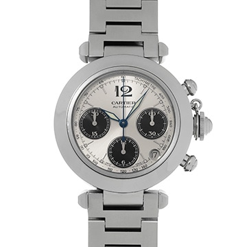 カルティエ パシャC クロノグラフ W31048M7 シルバー/ブラック メンズ 時計 【中古】【wristwatch】