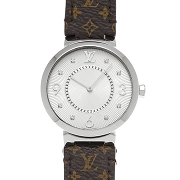 ルイ ヴィトン タンブール モノグラム スリム Q13MJ シルバー/ダイヤモンド レディース 時計 【中古】【wristwatch】
