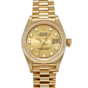 ロレックス デイトジャスト 69178G シャンパン/ダイヤモンド レディース 時計 【中古】【wristwatch】