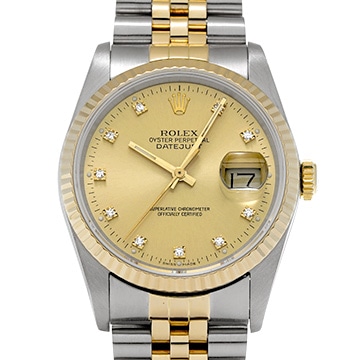 ロレックス デイトジャスト 36 16233G シャンパン/ダイヤモンド メンズ 時計 【中古】【wristwatch】