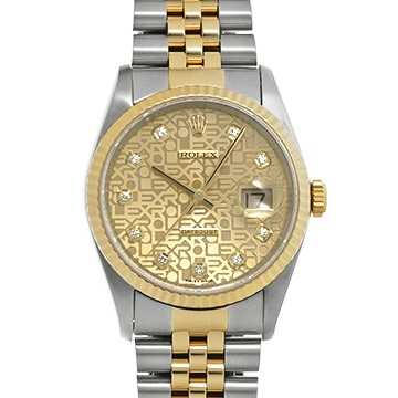 ロレックス デイトジャスト 16233G シャンパンコンピュータ/ダイヤモンド メンズ 時計 【中古】【wristwatch】