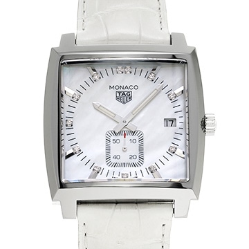 タグ ホイヤー モナコ クォーツ WAW131B.FC6247 ホワイトシェル/ダイヤモンド レディース 時計 【中古】【wristwatch】