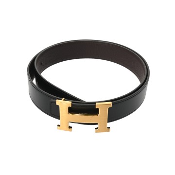 エルメス ベルトバックル&リバーシブルベルト #85 ブラック/ショコラ ボックスカーフ/トゴ メンズ 【中古】【other】