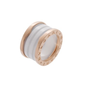 ブルガリ B-ZERO1 リング #47 ゴールド K18ピンクゴールド PG/ホワイトセラミック レディース ジュエリー 【中古】【jewelry】
