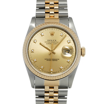 ロレックス デイトジャスト 36 16233G シャンパン/ダイヤモンド メンズ 時計 【中古】【wristwatch】