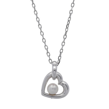 ミキモト ハートモチーフ ネックレス パール 1P シルバー K18ホワイトゴールド WG レディース ジュエリー 【中古】【jewelry】