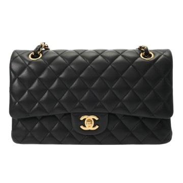 シャネル マトラッセ Wフラップ チェーンショルダー 25 ブラック A01112 ラムスキン レディース バッグ 【中古】【bag】