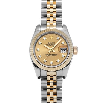 ロレックス デイトジャスト 179173G シャンパン/ダイヤモンド レディース 時計 【中古】【wristwatch】