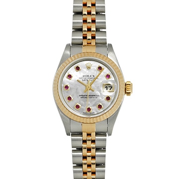 ロレックス デイトジャスト 79173NGR ホワイトシェル/ルビー レディース 時計 【中古】【wristwatch】