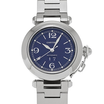 カルティエ パシャC ビッグデイト W31047M7 ブルー ユニセックス 時計 【中古】【wristwatch】